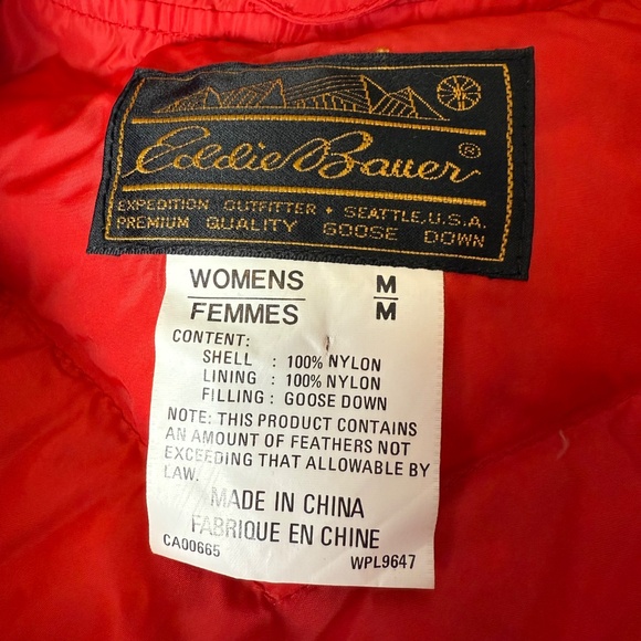 Vintage Eddie Bauer Goose Down Puffer Vest Womens Medium Red 80s 90s Winter Coat - Picture 4 of 7